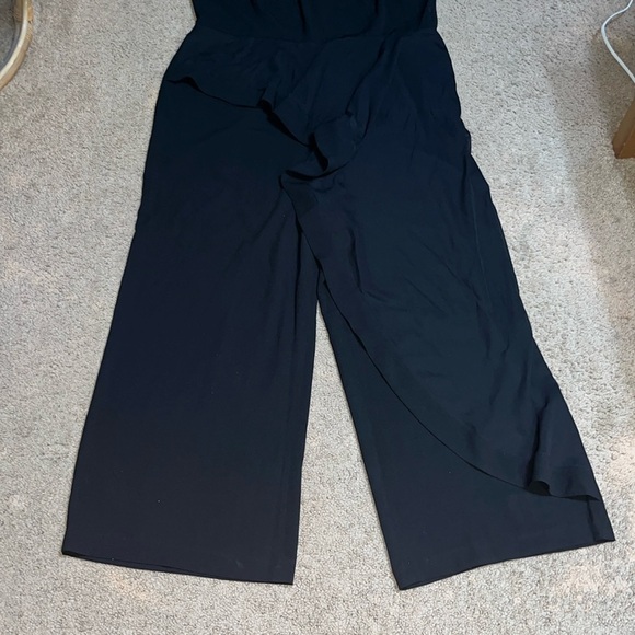 City Chic Mika Halter Jumpsuit Sheer Asymmetrical Ruffle Overlay Wide Leg 20 - Picture 8 of 12